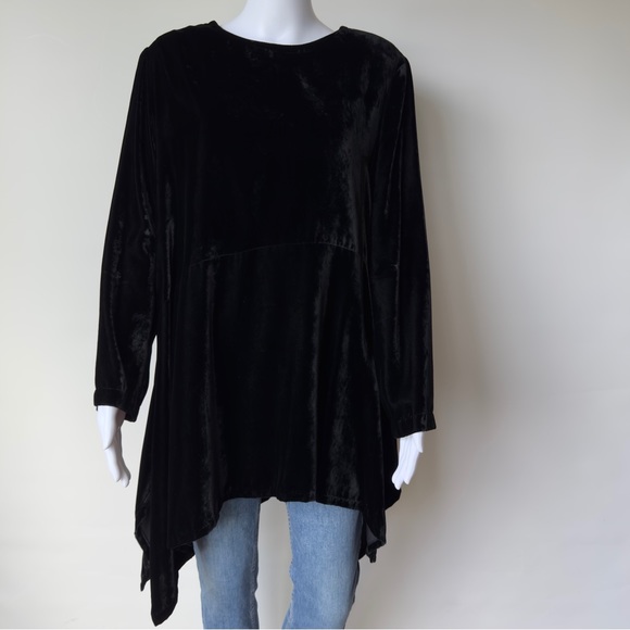 Vintage Hino & Malee 90’s Velvet Rayon Silk Draped Tunic Top Blouse Long Sleeve - Picture 3 of 13